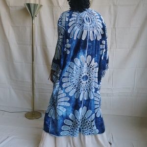 Fall Kimono NWT Duster Lace Jacket Robe Luxury Fair Trade Cardigan Navy Blue